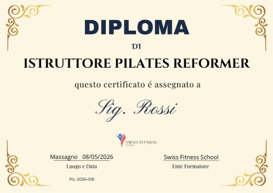 Diploma Istruttore Pilates Reformer